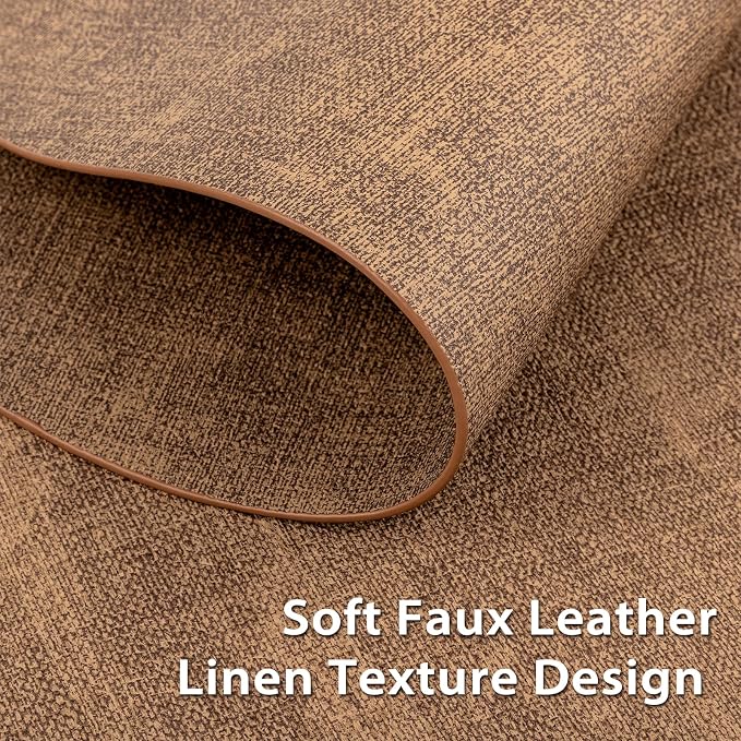 Placemats Set of 4 - Washable Heat Resistant Table Placemats - Wipeable Faux Leather Oval Place Mats, Waterproof Table Mats for Dining Table, Brown - Image 3