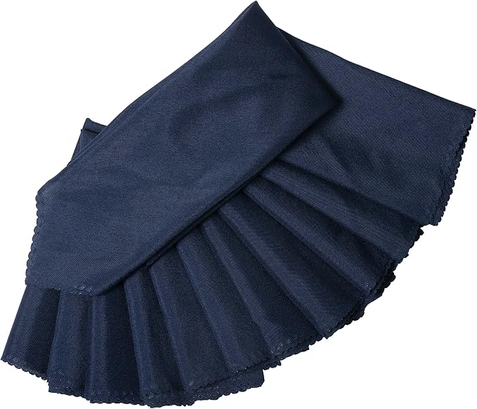 Pack of 25 Polyester Napkins 17 x 17 Inch Square with Scalloped Edge, Plain Washable Reusable Dining Table Cloth Napkin for Wedding Party Banquet Home Restaurant Bistro Decoration - Navy Blue - Image 2
