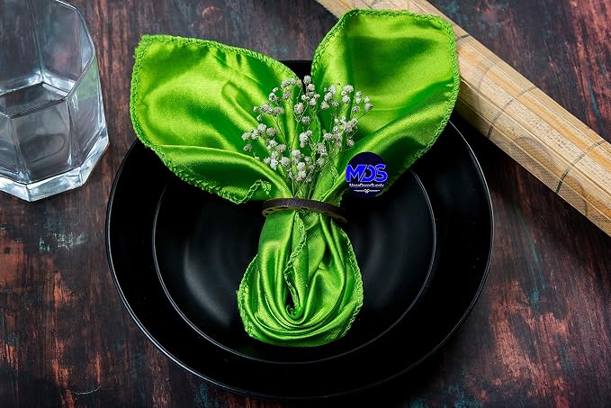 Set of 100 PCS Satin Napkin 12x12 Inch Square, Dinner Table Napkins for Wedding, Bulk Silky Sateen Cloth Napkins for Restaurant Banquet Graduation Birthday Party Decoration - Parrot Green - Image 6