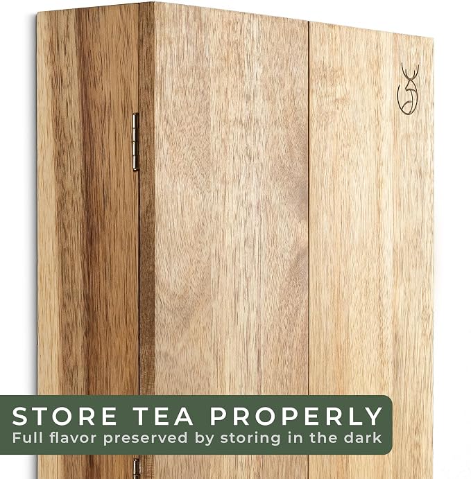 WALDWERK Tea Storage Organizer (9 Compartments) - Tea Organizer Made of Solid Acacia Wood - Tea Box with Wall Mounting Option - Tea Organizer and Storage - Tea Bag Holder - Plastic Free Tea Holder - Image 6