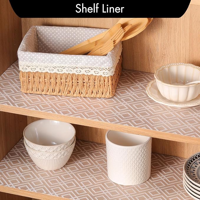 Cooyes Shelf and Drawer Liner for Kitchen Cabinets – Non-Adhesive, Waterproof, Non-Slip Cabinet Liners for Scratch Protection, Desk, Refrigerator, Shelves, Drawers with Modern Pattern - Image 4