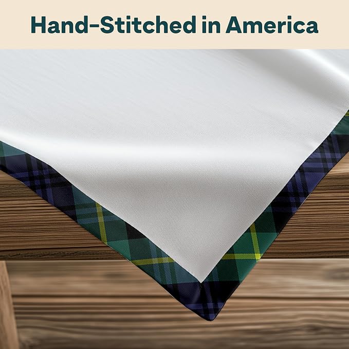 Fabric Textile Products | Blue & Green Tartan Tablecloth | Plaid Rectangular Tablecloth | 60" x 104" | Machine Washable and Stain-Resistant for Easy Care | Made in The USA - Image 4