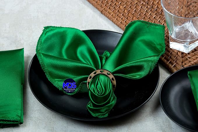 Set of 100 PCS Satin Napkin 12x12 Inch Square, Dinner Table Napkins for Wedding, Bulk Silky Sateen Cloth Napkins for Restaurant Banquet Graduation Birthday Party Decoration - Green - Image 6