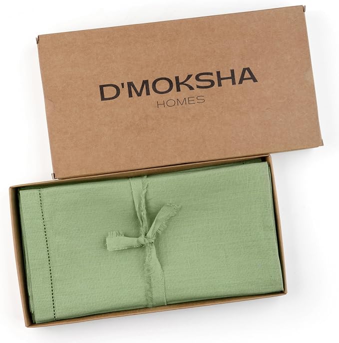 Signature Linen™ by D'Moksha Sage Green Dinner Napkins Set of 8, 20 x 20 Inch Cloth Napkins, 100% Pure Linen, Hemstitch, Machine Washable Table Napkins- Summer, Weddings, Outdoor hostings - Image 4