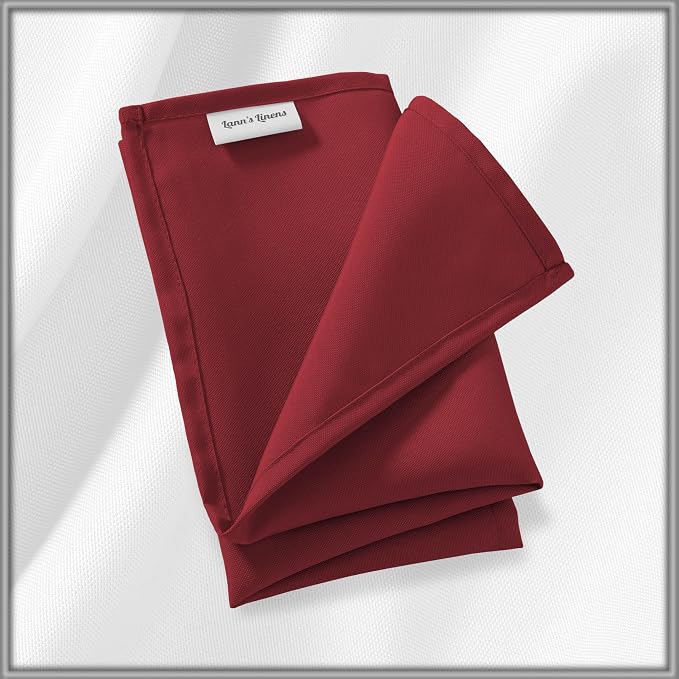 Lann's Linens Set of 12 Cloth Dinner Napkins, 20-inch Polyester Napkins, Washable and Reusable Fabric for Weddings, Hotels, Restaurants - Burgundy - Image 6
