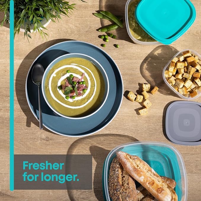 FiNeWaY 7pc Nesting Stackable Food Storage Containers Box with Airtight Lids BPA Free Lunch Snack Meal Boxes Kitchen Reusable Organiser Portion Control - Image 2