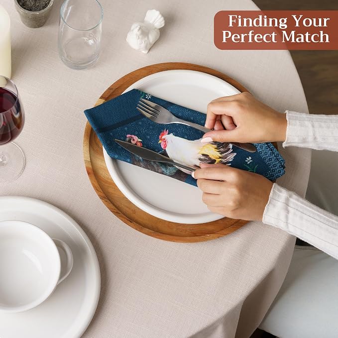 Maison d' Hermine Cloth Napkins Set of 4 Reusable 100% Cotton (18" x 18") | Everyday Square Napkins Cloth Washable Dinner Party Wedding Restaurant Hotel Kitchen Spring Summer - Meadow Rooster - Image 5