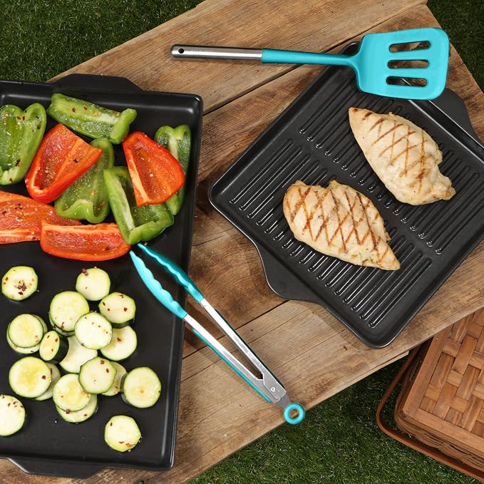 Larder & Vine 12-Piece Silicone Kitchen Cooking Utensils Set with Stainless Steel Handle and Ceramic Holder, Dishwasher Safe Set of Kitchen Essentials (Bondi) - Image 2