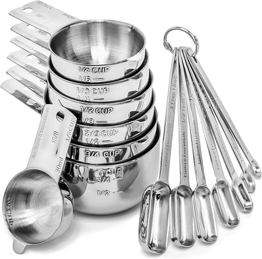 Hudson Essentials Stainless Steel Measuring Cups and Spoons Set (14 Piece Set) by HudsonEssentials