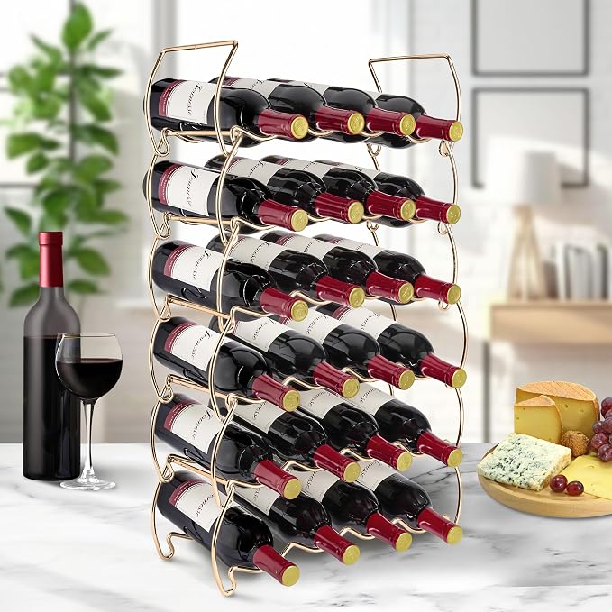 Sorbus 6-Tier Stackable Wine Rack - Classic Style Wine Racks for Bottles - Perfect for Bar, Wine Cellar, Basement, Cabinet, Pantry, etc - Hold 24 Bottles, Metal (Copper) - Image 3
