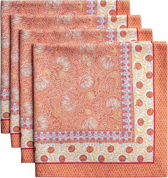 Maison d' Hermine Cloth Napkins Set of 4 Reusable 100% Cotton (20" x 20") | Everyday Square Napkins Cloth Washable Dinner Wedding Restaurant Hotel Kitchen Thanksgiving Christmas - Harvest Festival by MaisondHermine