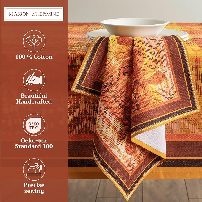 Maison d' Hermine Cloth Napkins Set of 4 Reusable 100% Cotton (20" x 20") | Everyday Square Napkins Cloth Washable Dinner Wedding Restaurant Hotel Kitchen Thanksgiving Christmas - Thanksgiving Tartan - Image 2
