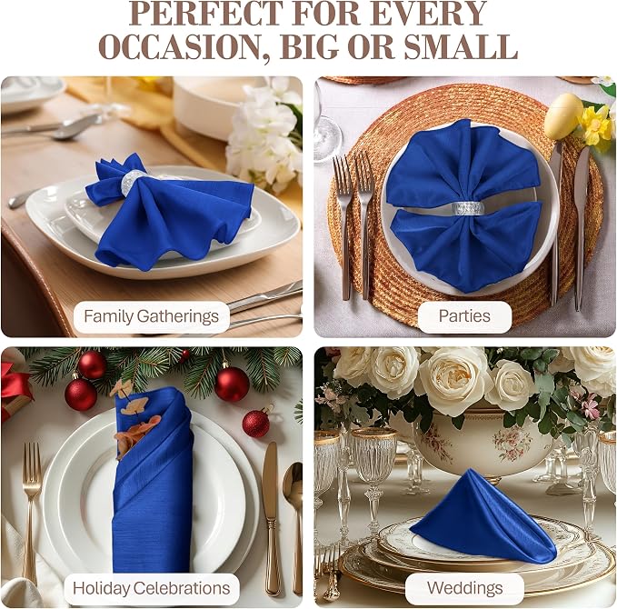 17 x 17-Inch Shantung Satin Cloth Napkins, Royal Set of 60 - Image 4