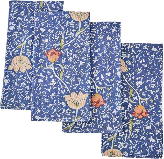 William Morris Medway Cloth Napkins | 100% Cotton, Highly Absorbent, Quick-Dry, & Reusable | Printed Home Decor Premium Cloth Dinner Napkins for Table & Dining | 20" x 20" (Set of 4) by Sparkle+Being