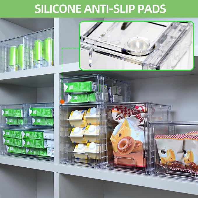 Small Stackable Clear Acrylic Storage Drawers(2 Pack) with Handles,Plastic Organizer Bins for Fridge Bathroom Kitchen Cabinet Pantry Coffee bar Undersink Office Closet Storage Bins - Image 6