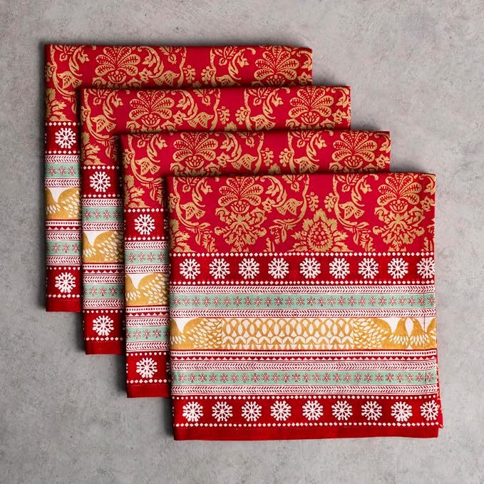 Maison d' Hermine Cloth Napkins Set of 4 Reusable 100% Cotton (20" x 20") | Everyday Square Napkins Cloth Washable Dinner Wedding Restaurant Hotel Kitchen Thanksgiving Christmas - Sofia - Image 9