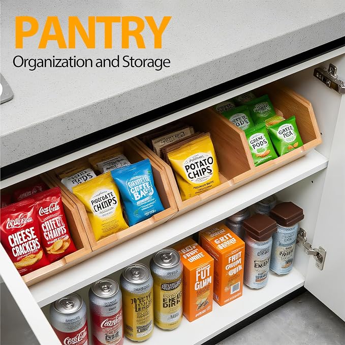 3 Pack Stackable Bamboo Pantry Storage Bins,Potato Onion Storage Bins | Pantry Organizers and Storage ﻿,Fruit Vegetable Basket, ,Large Capacity, Multiuse - Image 6