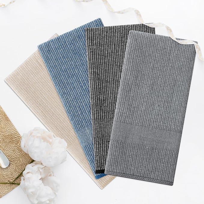 Homaxy 380 GSM Cotton Premium Kitchen Towels 6 Pack, 18"x 28", Mix | Flat and Terry Dish Towels, Highly Absorbent Tea Towel Set with Hanging Loop, Soft Kitchen Hand Towels, Navy/Khaki/Black - Image 7