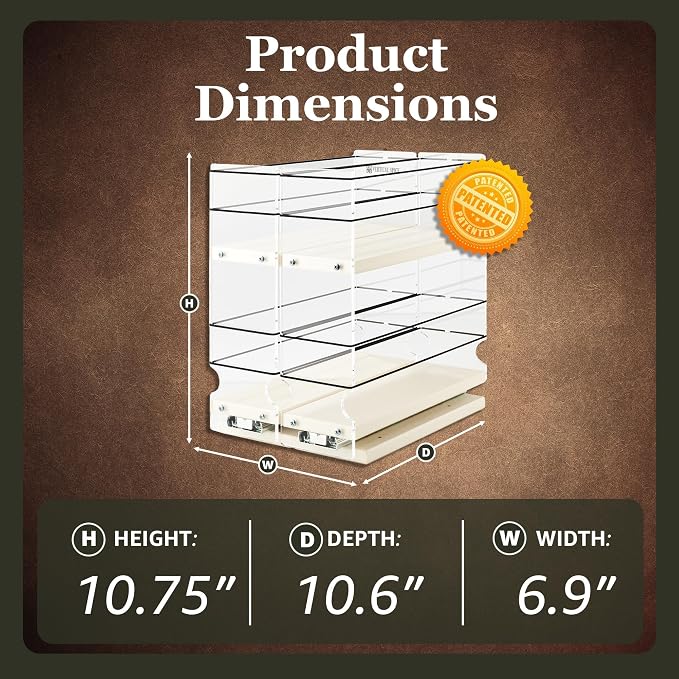 Large Pullout Sliding Spice Rack Organizer - 2 Individual 2 Tier Drawers - Premium Rolling Seasoning Holder/Caddy for Hidden Pantry Storage - Made in USA (6.9''W x 10.75" H x 10.6''D) - Image 4