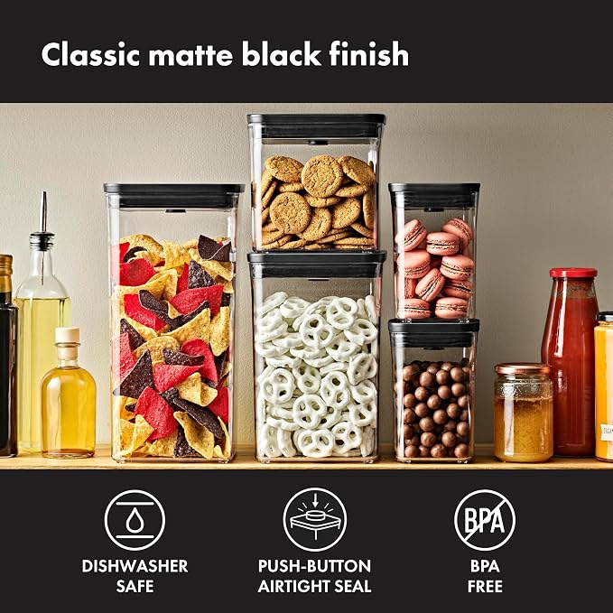 OXO Good Grips POP Container — Big Square Medium — 4.4 Qt /4.2 L — Matte Black, Organization and Storage Solution - Image 2