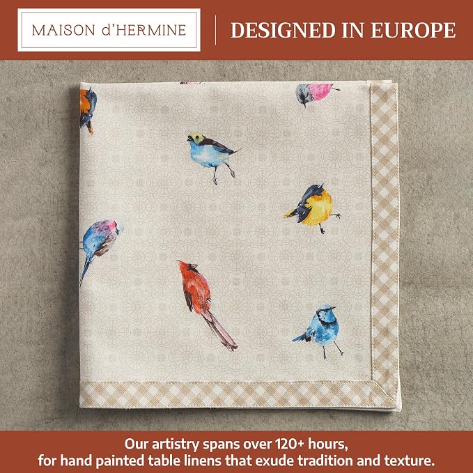 Maison d' Hermine Cloth Napkins Set of 4 Reusable 100% Cotton (20" x 20") | Everyday Square Napkins Cloth Washable Dinner Party Wedding Restaurant Hotel Kitchen Spring Summer - Birdies on Wire - Image 2