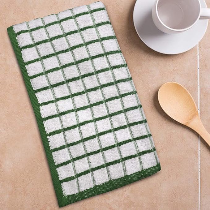 Urban Villa Kitchen Towels Cotton Dish Towels 20”x30” (Set of 3) Green Wht - Image 7