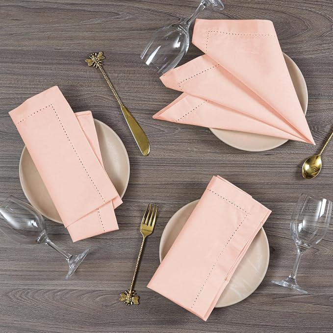 Cotton Cloth Napkins Set of 12, 18x18 Cotton Napkin Cloth Washable, Soft, Reusable Napkins for Wedding, Parties, Christmas, Thanksgiving, Everyday Use (Peach) - ALPHA Living HOME - Image 2