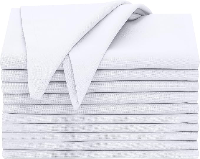 Ruvanti Cloth Napkins Set of 12, 18x18 Inches, 100% Cotton, Washable, Soft & Absorbent, Perfect for Wedding, Christmas, ‎Thanksgiving Dinners - White - Image 9