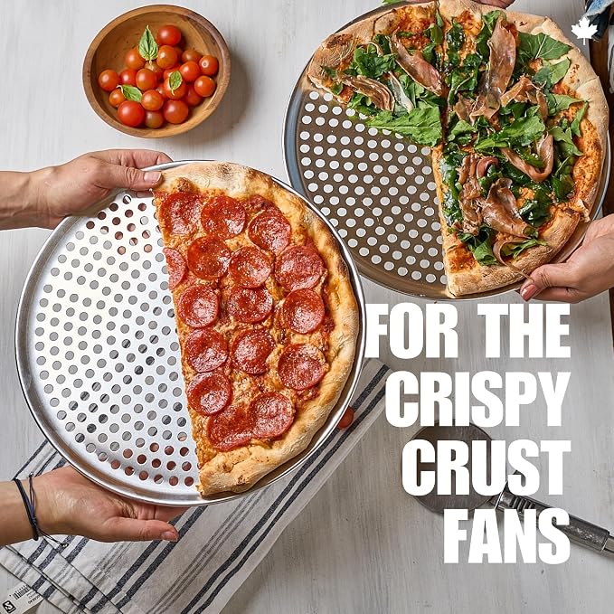 Norjac 12 Inch Pizza Pan with Holes – 2 Pack, Perforated Aluminum Baking Pans for Oven, Heavy-Duty & Rust-Free, Round Tray for Crispy Crust, Ideal for Homemade or Frozen Pizza - Image 5