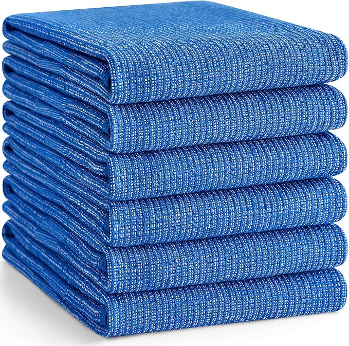 Homaxy 380 GSM Cotton Premium Kitchen Towels 6 Pack, 18"x 28", Blueberry | Flat and Terry Dish Towels, Highly Absorbent Tea Towel Set with Hanging Loop, Soft Utility Kitchen Hand Towels - Image 8