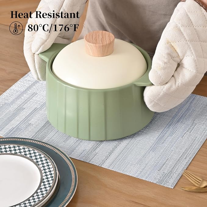 Leetaltree LightSteel Blue Placemats Set of 8 - Heat Resistant Non-Slip Place mats for Dining Table, Washable Durable PVC Vinyl Woven Table Mats（LightSteel Blue, 8） - Image 4
