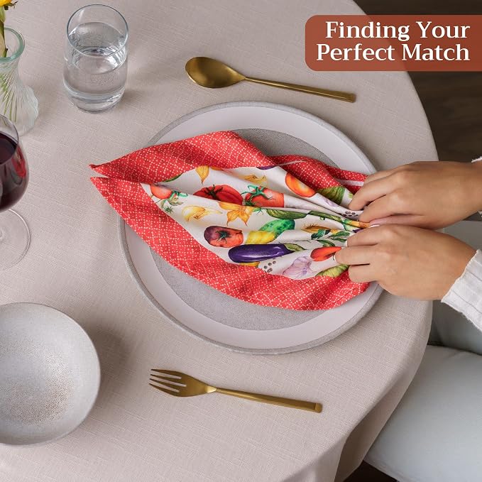 Maison d' Hermine Cloth Napkins Set of 4 Reusable 100% Cotton (18" x 18") | Everyday Square Napkins Cloth Washable Dinner Party Wedding Restaurant Hotel Kitchen Spring Summer - Ratatouille - Image 5