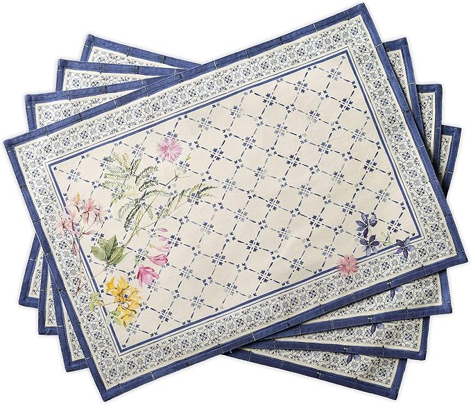 Maison d' Hermine Faience Bundle Set 100% Cotton Set of 4 Napkins (20 Inch by 20 Inch) and Set of 4 Place Mats (13 Inch by 19 Inch) - Image 3