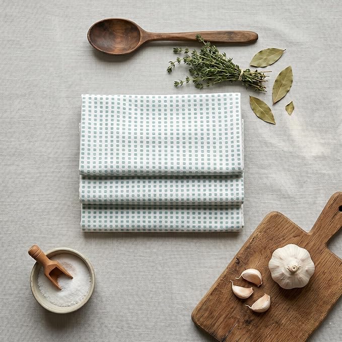 Urban Villa Kitchen Towels Cotton Dish Towels 20”x30” (Set of 6) Aqua White - Image 9