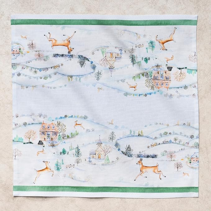 Maison d' Hermine Cloth Napkins Set of 4 Reusable 100% Cotton (20" x 20") | Everyday Square Napkins Cloth Washable Dinner Wedding Restaurant Hotel Kitchen Thanksgiving Christmas - Snowy World - Image 8