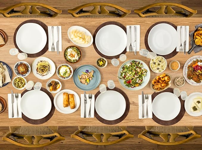 ADRIMER Placemats, Heat Resistant Round Placemats Set of 8 Washable, Waterproof Table Mats, Wipeable Faux Leather Place Mats for Kitchen, Dining Room, Brown - Image 7