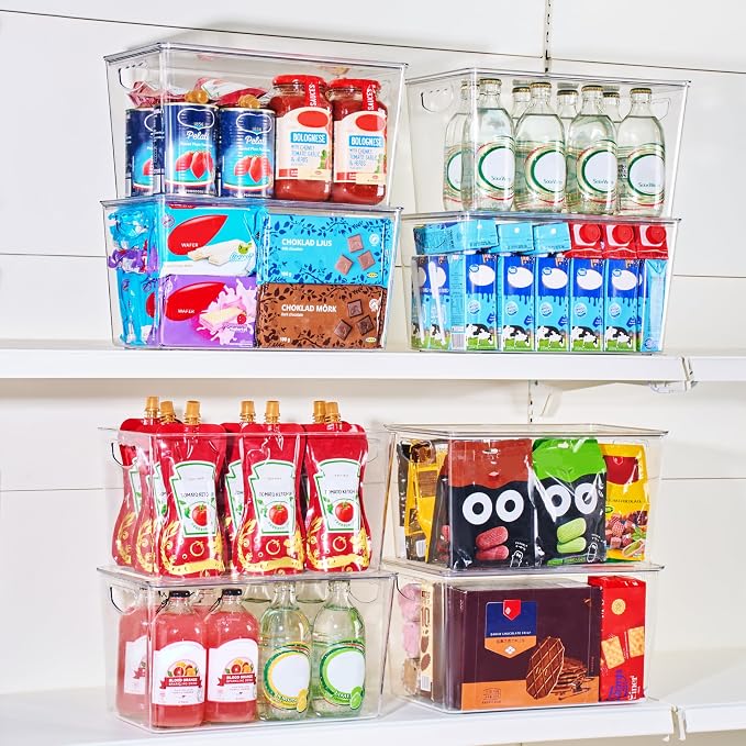 theaoo XLarge Clear Storage Bins with Lids, Stackable Containers, 8 Pack | Pantry Organization And Storage For Kitchen, Fridge, Garage And Cabinets. Clear Design Keeps Items Organized - Image 7