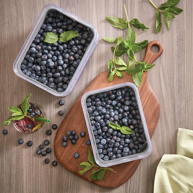 iDesign Small Fridge Berry Bin with Removable Colander Basket and Lid - Set of 6 - Clear/Gray - Image 5