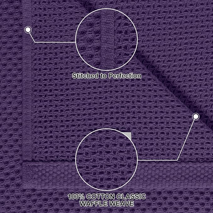 Homaxy 12 Pack 100% Cotton Kitchen Towels and Dishcloths Set, Eggplant | 12 x 12 Inches and 13 x 28 Inches Kitchen Towels Set, Ultra Soft Absorbent Dish Cloths for Washing Dishes - Image 2