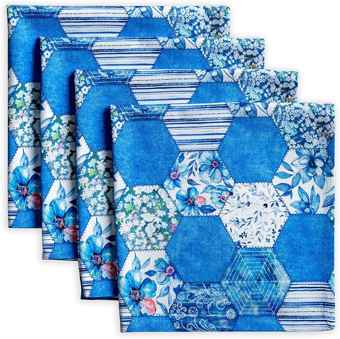 Maison d' Hermine Cloth Napkins Set of 4 Reusable 100% Cotton (20" x 20") | Everyday Square Napkins Cloth Washable Dinner Party Wedding Restaurant Hotel Kitchen Spring Summer - Summer Blues by MaisondHermine