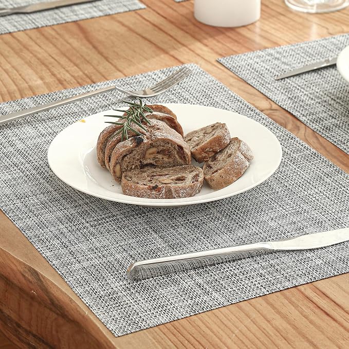 Leetaltree Linen Grey Placemats Set of 8 - Heat Resistant Non-Slip Place mats for Dining Table, Washable Durable PVC Vinyl Woven Table Mats（Linen Grey, 8） - Image 8