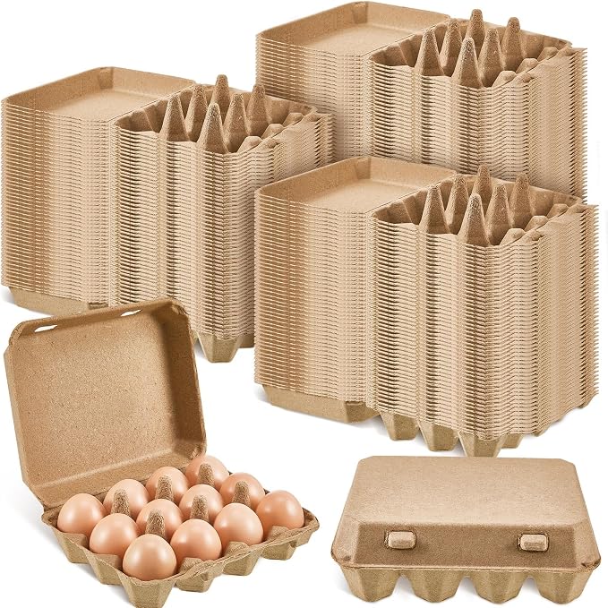 Rtteri 150 Pcs Egg Cartons Bulk 3x4 Style Egg Storage Containers Holder for Fresh Duck Quail Storage Kitchen Family Farmhouse (Natural Color) by Rtteri