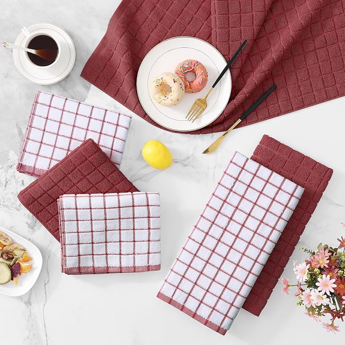 Homaxy Large Premium Cotton Kitchen Towels 16"x 28", 12 Pack, Rust | Natural Ring Spun 390 GSM Dish Towels, Super Absorbent Terry Kitchen Hand Towels, Soft Tea Towels with Hanging Loop - Image 9
