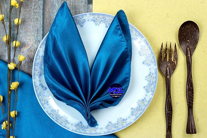 Set of 100 PCS Satin Napkin 12x12 Inch Square, Dinner Table Napkins for Wedding, Bulk Silky Sateen Cloth Napkins for Restaurant Banquet Graduation Birthday Party Decoration - Dark Teal - Image 6