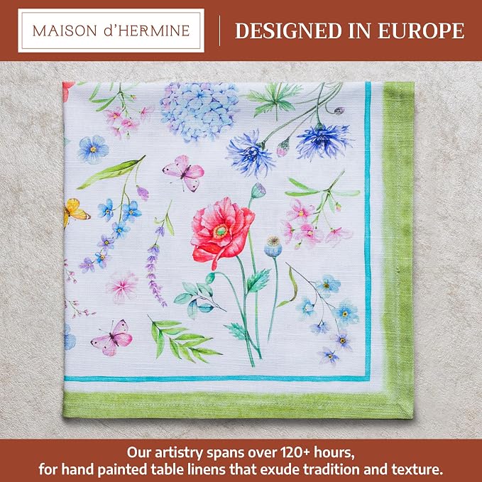 Maison d' Hermine Cloth Napkins Set of 4 Reusable 100% Cotton (20" x 20") | Everyday Square Napkins Cloth Washable Dinner Party Wedding Restaurant Hotel Kitchen Spring Summer - Just Floral - Image 2