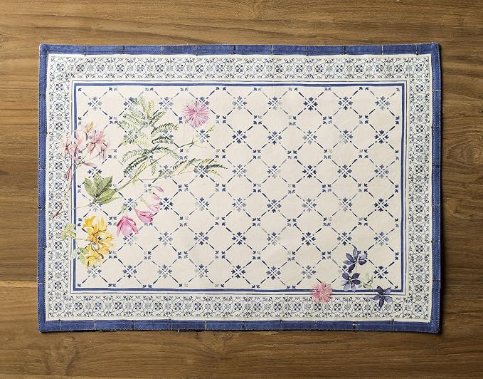Maison d' Hermine Faience Bundle Set 100% Cotton Set of 4 Napkins (20 Inch by 20 Inch) and Set of 4 Place Mats (13 Inch by 19 Inch) - Image 8