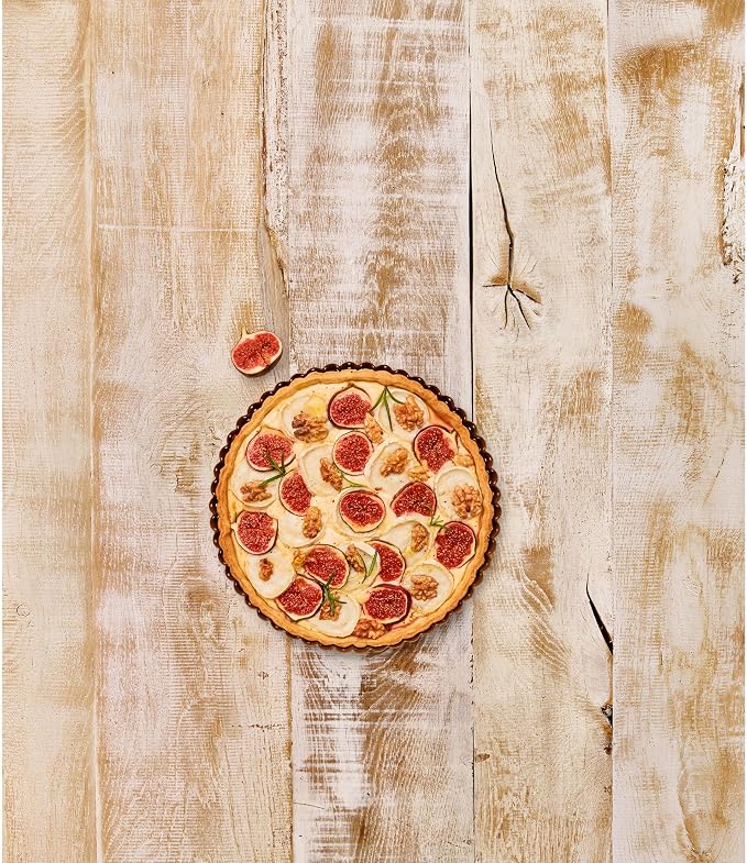 Birkmann, Loaf & Seele, Perforated Quiche, Tart and Pizza Tin, Diameter 25 cm, Baking Mould with Loose Base and Made of Bronze-Coloured Carbon Steel, with Non-Stick Coating and Recipes, 210554 - Image 4