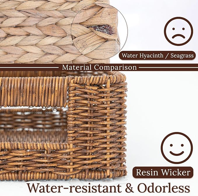 WeeNest Baskets for Storage, Wicker Basket, Rectangular, Set of 3, Toffee | Baskets for Organizing, Pantry Basket, Undershelf Wicker Storage, Storage Baskets for Closet, Baskets for Shelves - Image 3