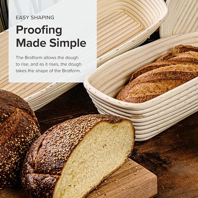 Frieling Rectangular Banneton Proofing Basket - Bread Rising Basket with Cotton Liner (17 x 3-Inch) - Image 2