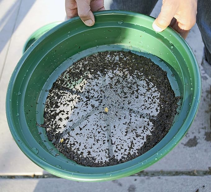SE Gold Prospecting-Sifting-Panning, 13.25 Inch Wide Stackable Classifier Gold Prospecting Pan, 1/12 Inch Stainless Steel Mesh Sifting Pan, Green - Image 2